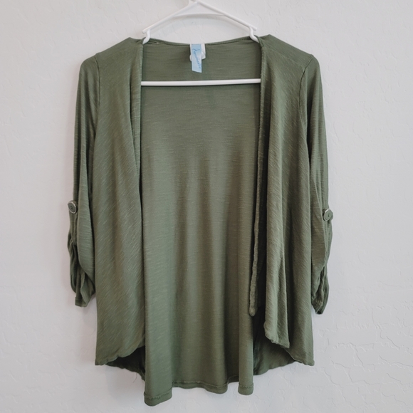 💕 Annabelle Open Front Green Cardigan Women's Size Large - Picture 13 of 13